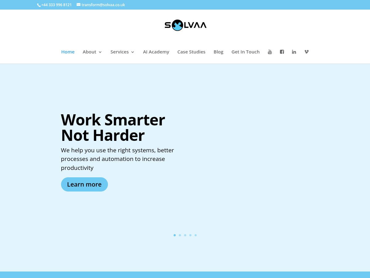 Solvaa website — process-first automation consultancy