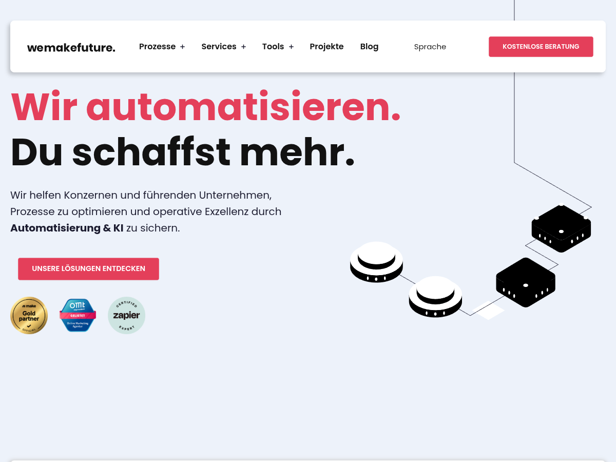 Wemakefuture website — German automation agency